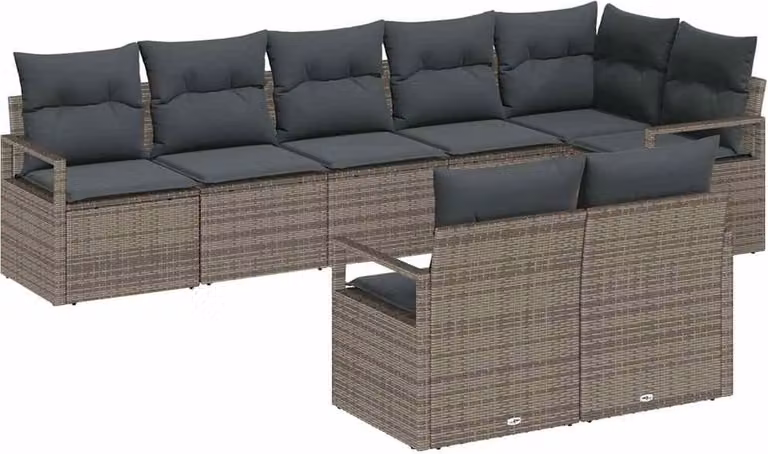 Set di divani 8 pcs Grigio polyrattan