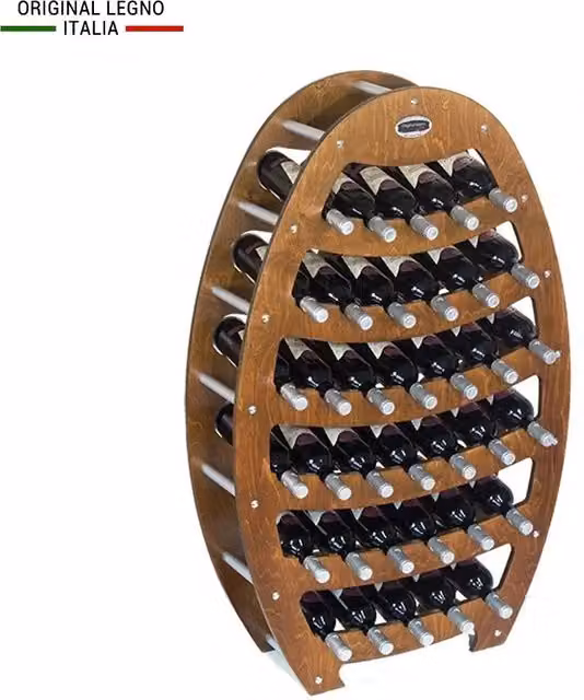 Cantinetta in legno Original Legno Italia modello Botte per 36 bottiglie di vino, finitura noce, L: 75 cm, P: 25 cm, H: 120 cm – 1
