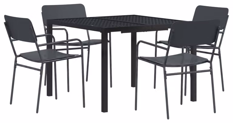 Set di mobili da giardino, 5 pezzi, acciaio antracite