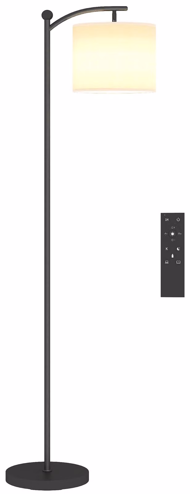 Lampada da Terra LED Dimmerabile con 5 Modalità Preimpostate 54,3x30,6x159,6 cm con Telecomando e Timer 60 Minuti in Metallo Nero