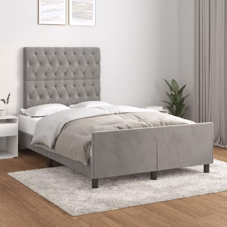 vidaXL Giroletto senza Materasso in Velluto Grigio L: 120 cm, P: 200 cm