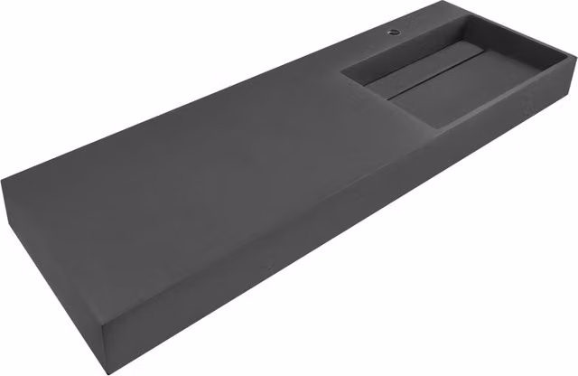 Lavabo da Bagno Sospeso Rettangolare in Pietra Minerale Nero con Finitura Opaca 1500 x 480 mm
