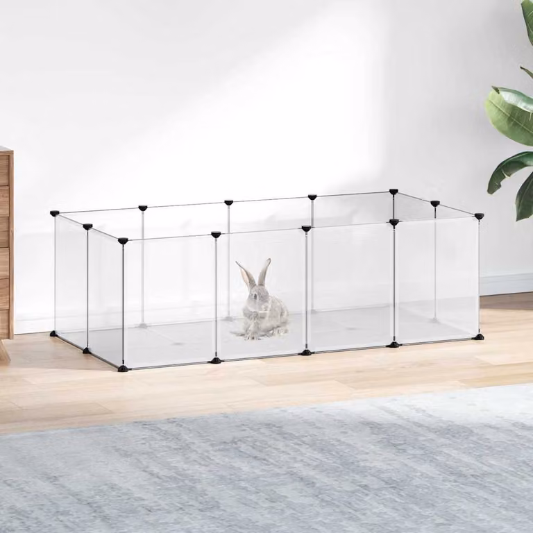 Gabbia per piccoli animali vidaXL trasparente in plastica e acciaio L: 144 cm, P: 74 cm, H: 46,5 cm