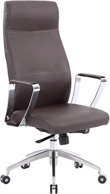 Poltrona da Ufficio Presidenziale Nashville con Braccioli 60,5x60x118,5-128,5 cm in Pelle Sintetica Marrone