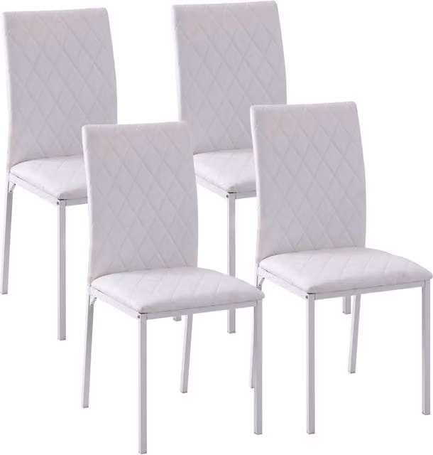 EasyComfort Set 4 Sedie Imbottite per Sala da Pranzo con Rivestimento in Similpelle, 41x50x91cm - Bianco