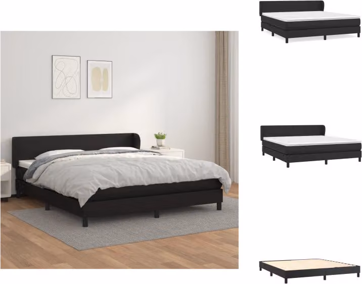 vidaXL Letto a molle con materasso nero 180x200 cm in Pelle finta - Letti e strutture letto
