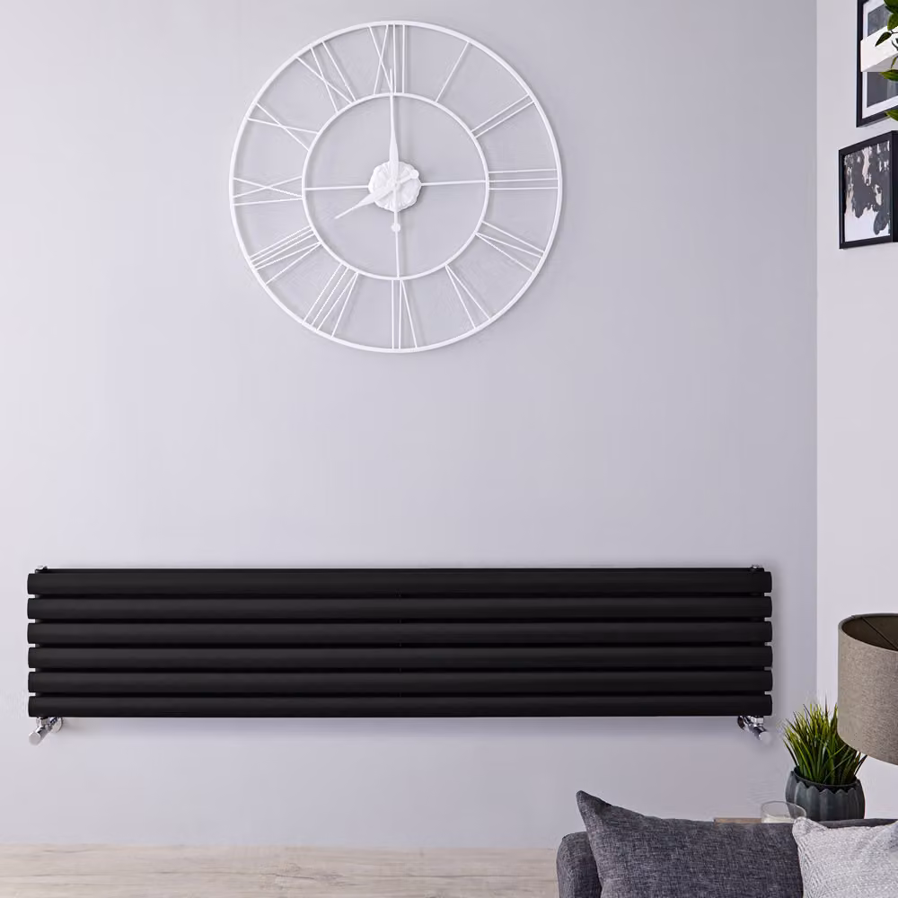 Radiatore di Design Orizzontale - Pannello Doppio - 354mm x 1600mm - Nero - Revive