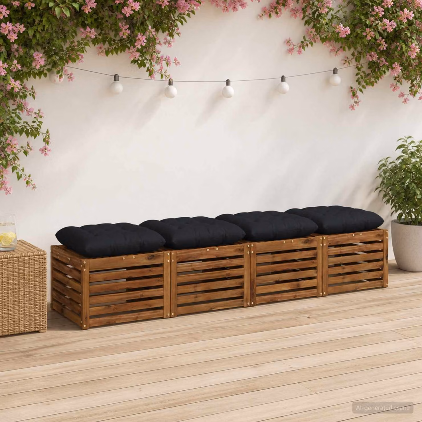 Set di 4 cuscini per seduta vidaXL VIANEN in poliestere blu scuro con imbottitura in schiuma e rivestimento lavabile