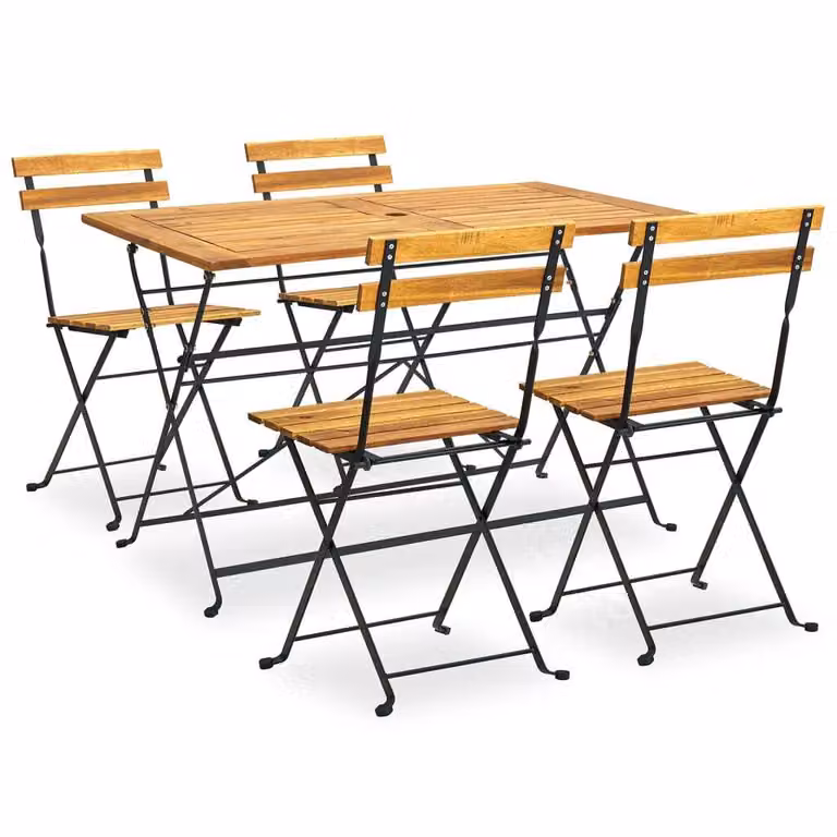 Maison Exclusive - Set da pranzo da giardino pieghevole in 5 pezzi, in legno massello di acacia