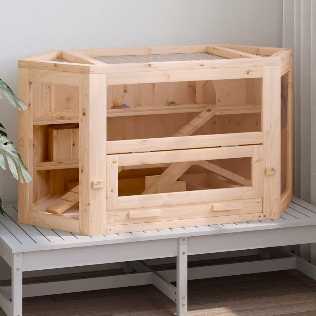 vidaXL Gabbia per Criceti 80x40x43 cm in Legno Massello di Abete