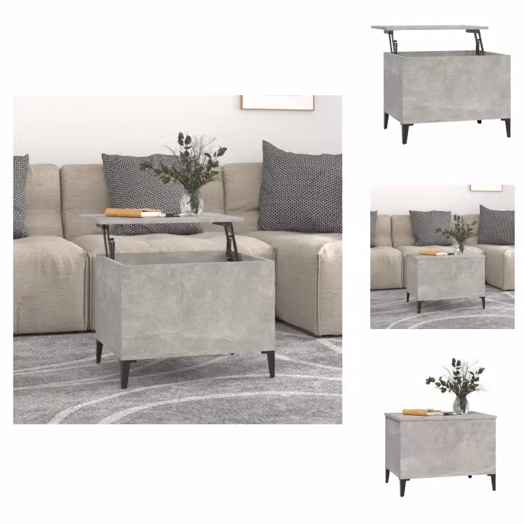 vidaXL Tavolino da caffè grigio cemento 60x44,5x45 cm in legno - Tavolini da caffè