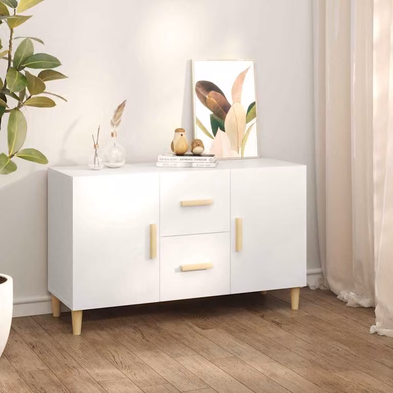 Credenza bianca vidaXL in legno multistrato e MDF, L 100 x P 36 x H 60 cm