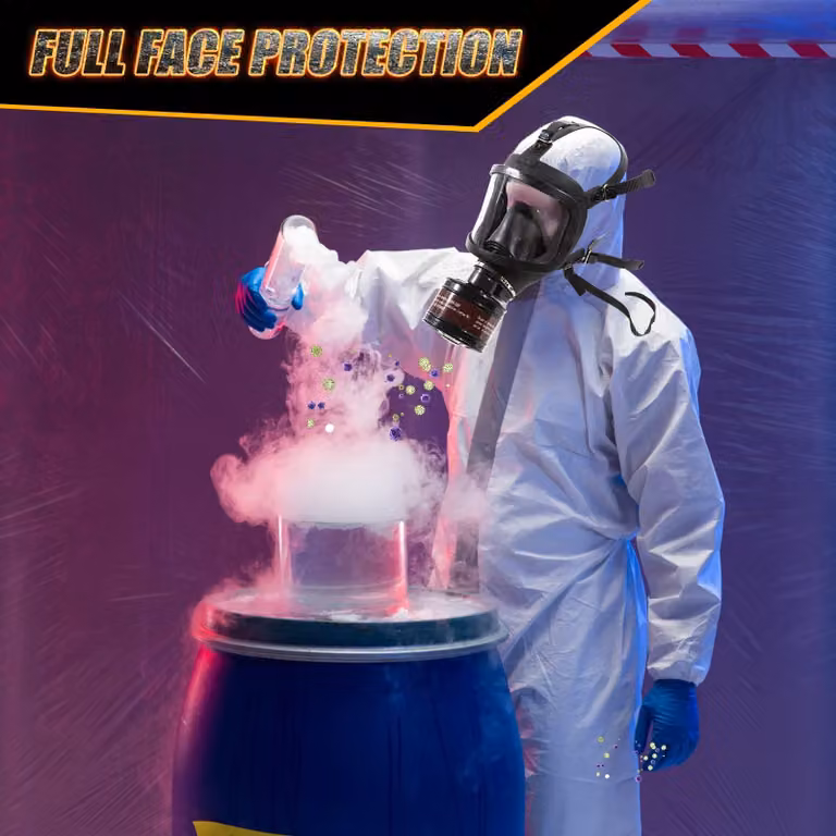 Maschera protettiva per il viso completa, con filtro in carbone attivo da 40 mm, che offre protezione contro polveri e gas, ideale per l'uso industriale