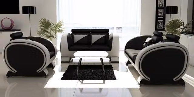 Sofagarnitur mit USB Polster Leder Garnitur Couchen Sofas 3+2+1 Ledersofa Sofa