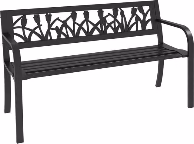 Panchina da giardino Minimal a 2 posti in acciaio nero con braccioli L: 125 cm, P: 50 cm, H: 75 cm