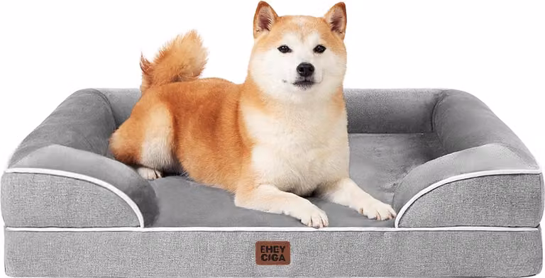 Cuccia ortopedica per cani di grossa taglia - cuccia con supporti per il collo - 91 x 68 cm - grigia