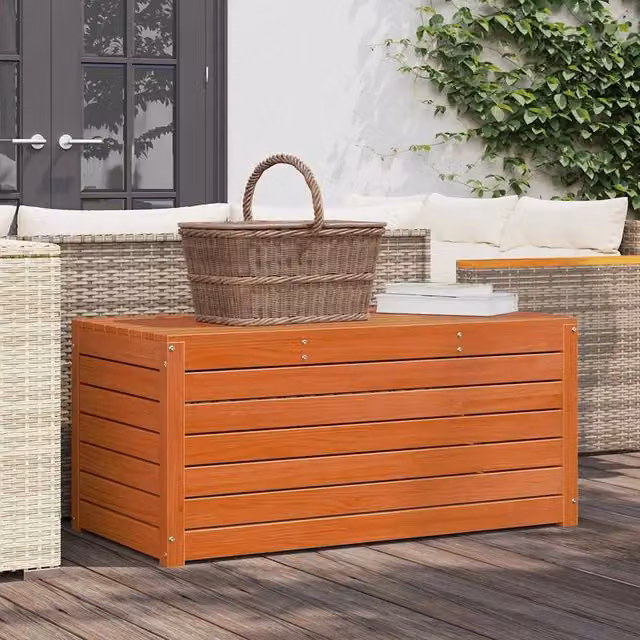 Scatola di stoccaggio moderna vidaXL in legno ingegnerizzato marrone L/P/H: 101 x 50,5 x 46,5 cm – 1