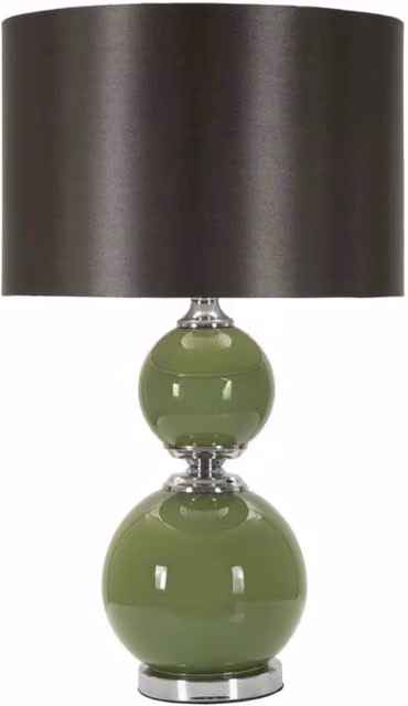 Lampada da tavolo Eva Two in vetro verde e grigio con paralume in tessuto, diametro: 38 cm – 1