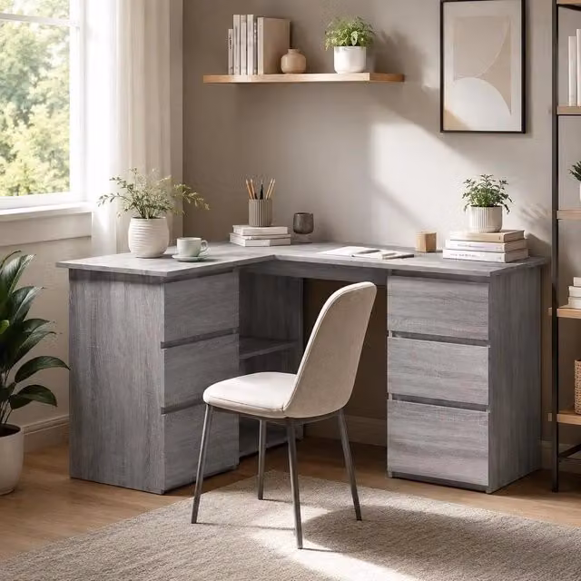 Corner Desk Grey Sonoma 145x100x76 Cm Wood Material