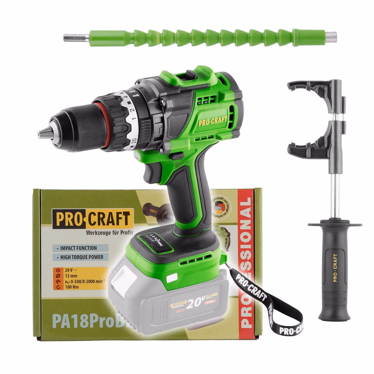 Procraft PA18ProBL-BB Avvitatore a percussione a batteria 20 V 180 Nm Brushless Solo - senza batteria, senza caricabatteria