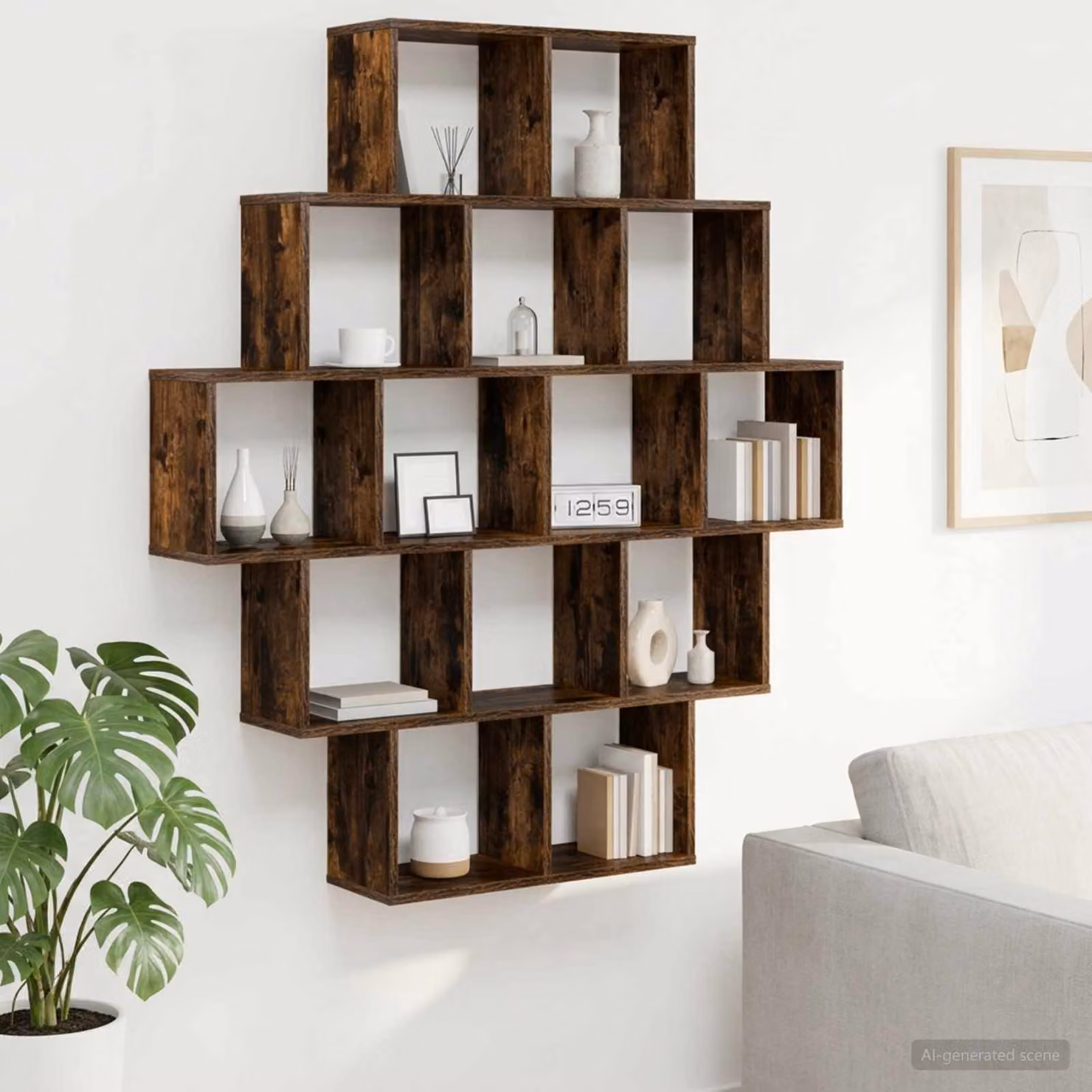 Scaffale da parete moderno vidaXL in MDF color marrone, L 120 cm x P 20 cm x H 136 cm