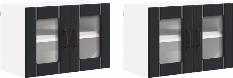 Mobile in vetro da parete LUCCA 2 pcs Nero 60 x 31 x 40 cm