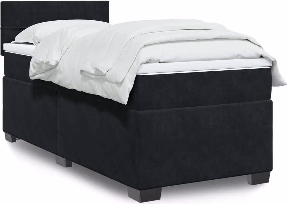 Maison Exclusive - Letto a Molle con Materasso Nero Singolo in Velluto