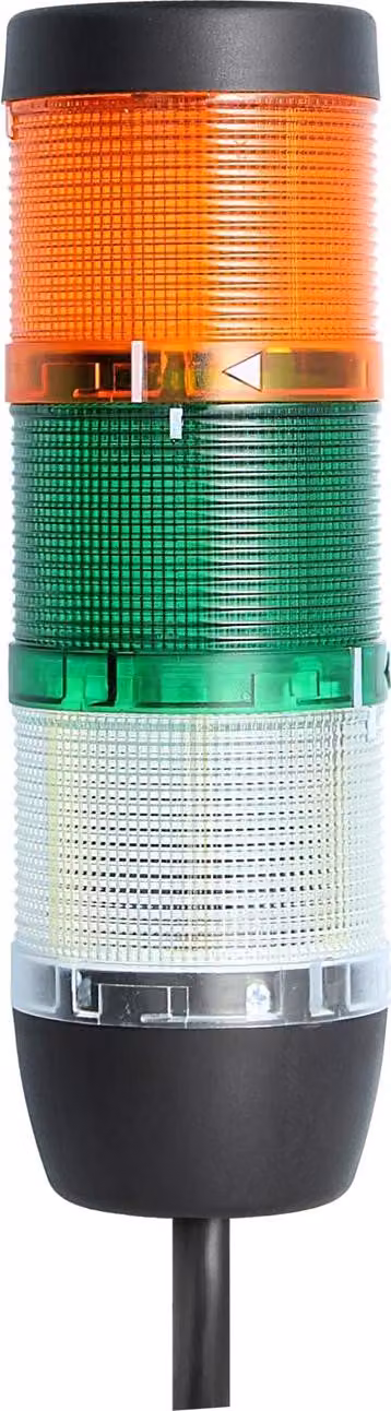 Colonna segnaletica STEX24 bianca-verde-gialla, 70 mm, 24 V CA/CC, LED a luce fissa Cavo da 2,5 metri, SS70-OB3/24 147 Tecnica di collegamento: