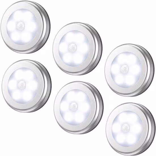 6 lampade con sensore di movimento da 3,15" - lampada da comodino a LED senza fili - colore bianco