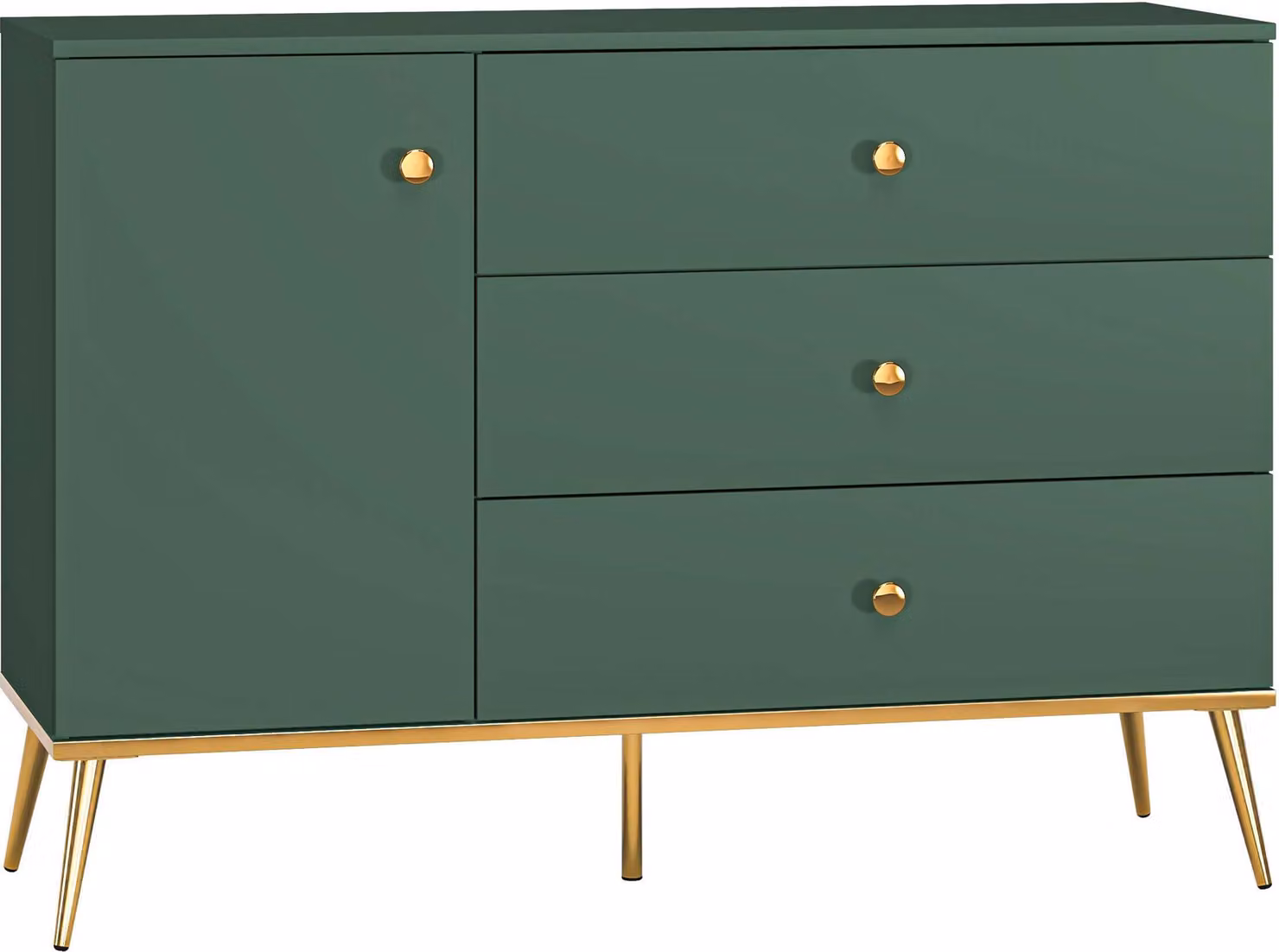 FURNLUX Credenza Fort Verde e Oro 120cm / Colore principale: Verde / Dimensioni: 120 x 85 x 40 cm