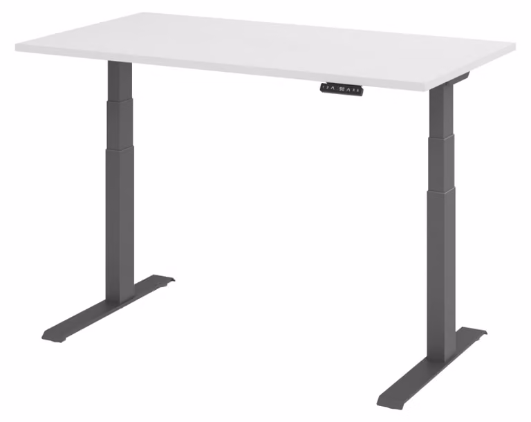 Scrivania elettrica bümö modello XDKB - Finitura: Bianco, Struttura: Grafite, Dimensioni: 140 x 80 cm