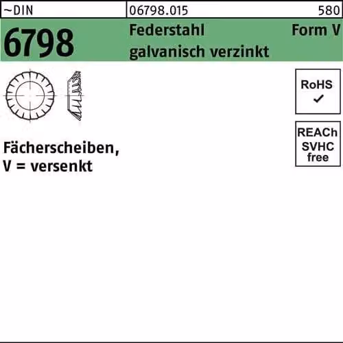 Rondelle dentate Reyher DIN 6798 disco a molla V 4.3 vz 067980159043000 (250 pezzi)