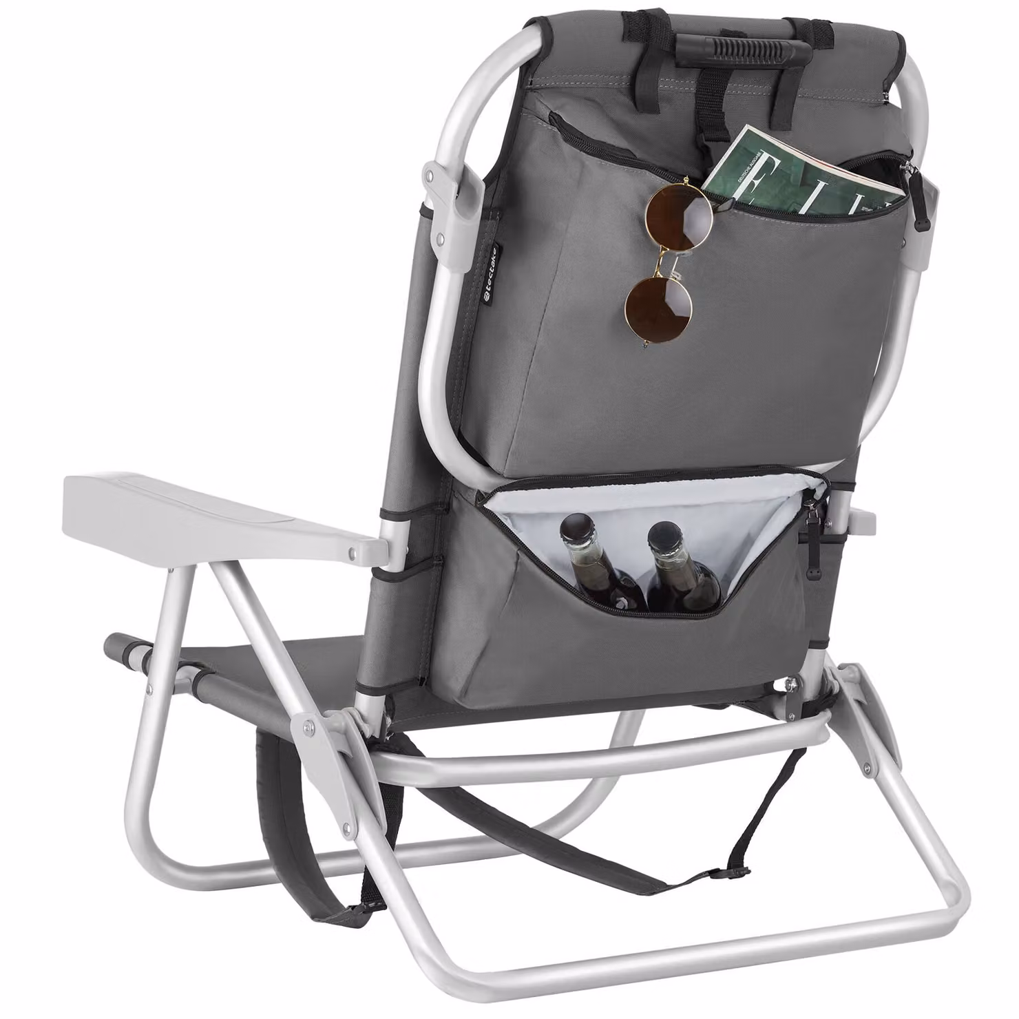 Set di 2 sedie da giardino tectake in textilene grigio con braccioli e poggiatesta regolabile – 1