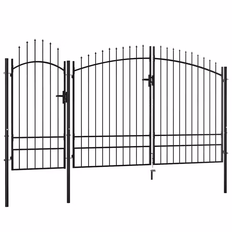 Cancello da giardino a battente doppio vidaXL in acciaio nero L: 400 cm, H: 200 cm