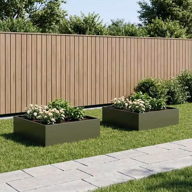Vaso da giardino 2 pz Verde Oliva 80 x 80 x 30 cm 8005071