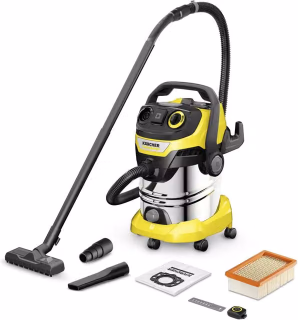 Aspiratutto Karcher WD 5 Control P S 25/5/22 Giallo con tecnologia Bluetooth e componenti in acciaio inox e plastica