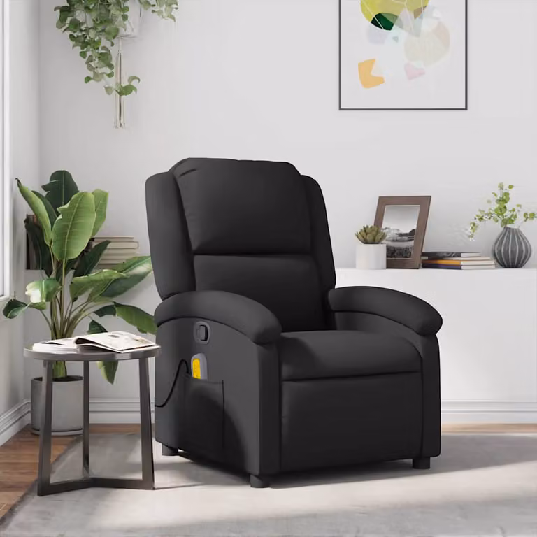 vidaXL Poltrona Reclinabile Relax in Vera Pelle Nera con Braccioli