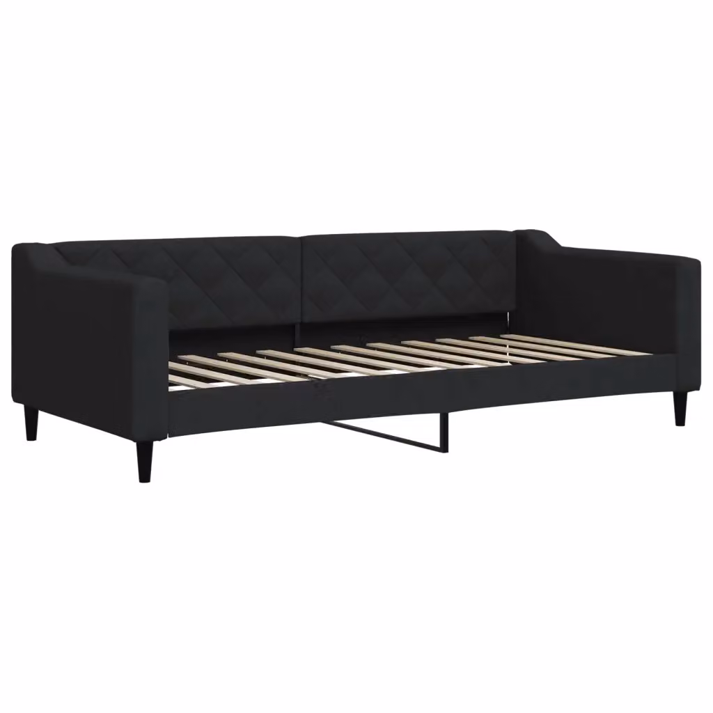 Letto moderno con struttura imbottita e base in metallo e legno vidaXL, colore nero – 2