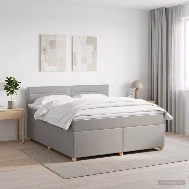 Letto box spring con materasso ibrido vidaXL Grigio Chiaro L/P: 160 x 200 cm – 1