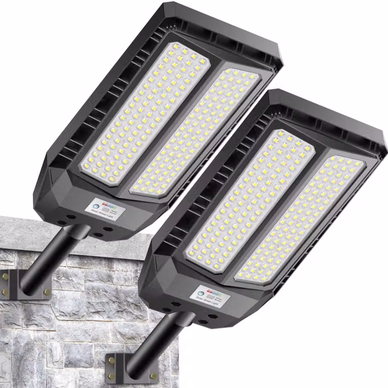 Confezione da 2 lampioni solari da 900 W con sensore di movimento, grado di protezione IP66