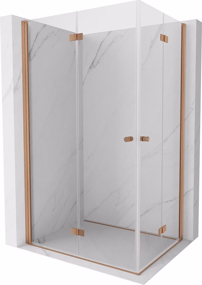 Mexen Mist-F Duo cabina doccia pieghevole sinistra 75 x 70 cm, trasparente, rame spazzolato - 8A6-075L-070P-65-00