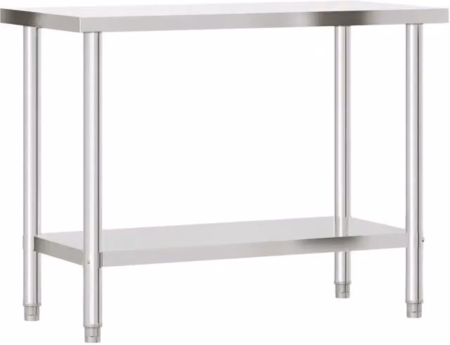Tavolo da lavoro da cucina DESIGN IN in acciaio inossidabile color argento, regolabile in altezza, L: 110 cm, P: 55 cm, H: 85 cm