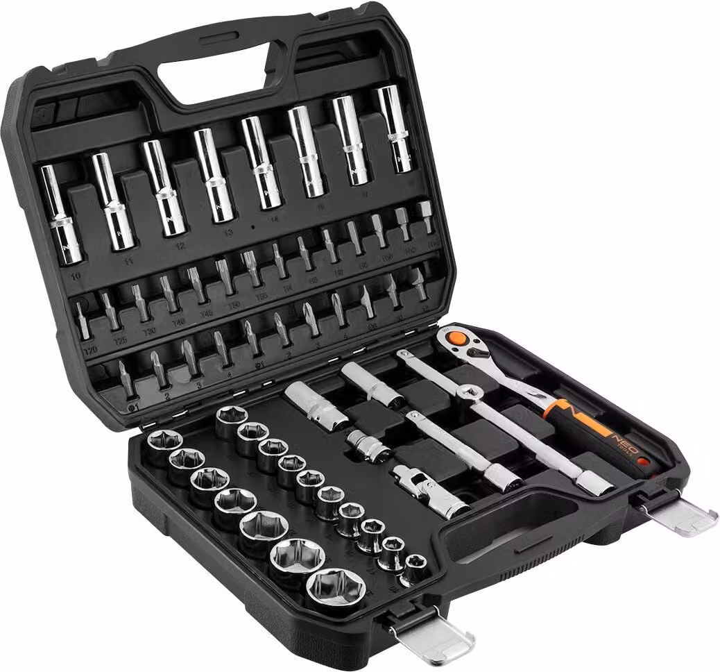 NEO TOOLS Set di chiavi a bussola di alta qualità da 58 pezzi 1/2" - acciaio CRV