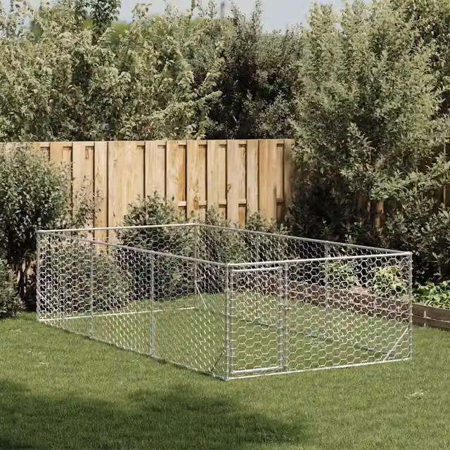 Cuccia per cani da esterno vidaXL in metallo zincato argento L: 4 m, P: 2 m, H: 1 m