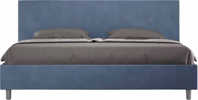 BS COM Letto matrimoniale king size senza rete imbottito 190x210 microfibra blu