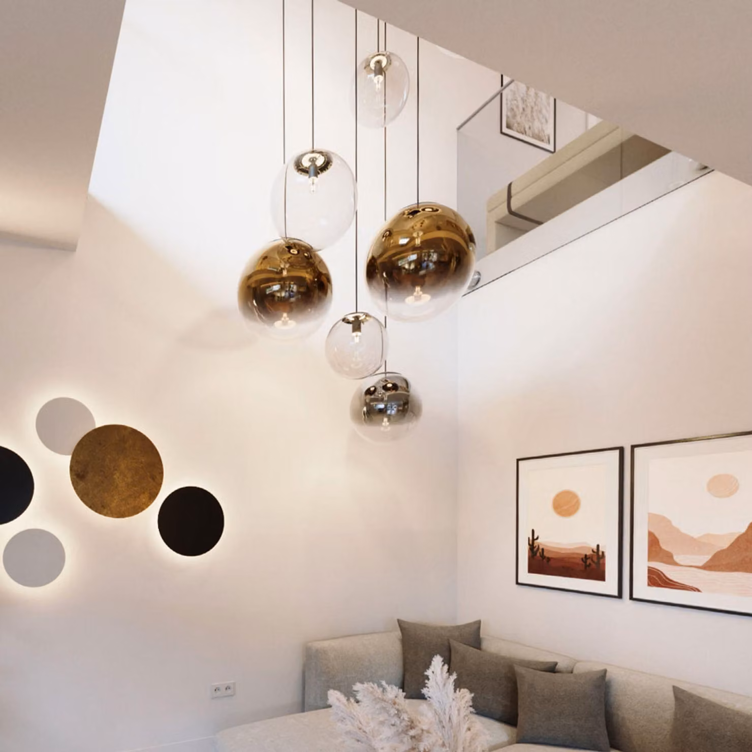 s.luce Orb sfera di vetro lampada a sospensione lampada a sospensione lampada a sospensione lampada di vetro nero/chiaro Ø 40cm rotonda