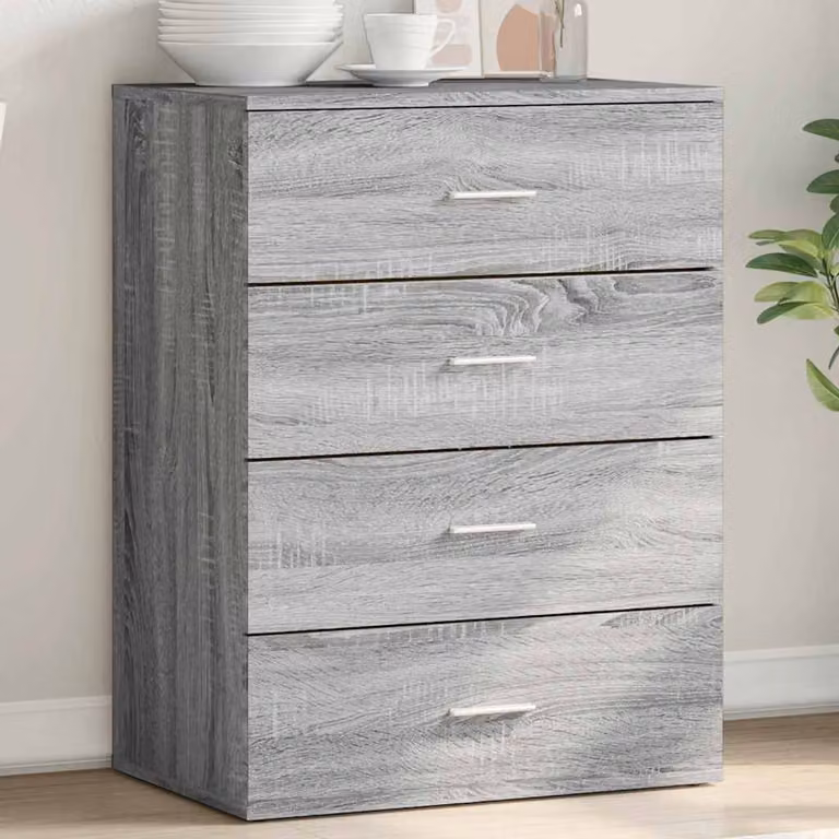 Credenza moderna vidaXL in legno multistrato, Grigio Sonoma e Marrone, L: 60 cm, P: 39 cm, H: 80 cm