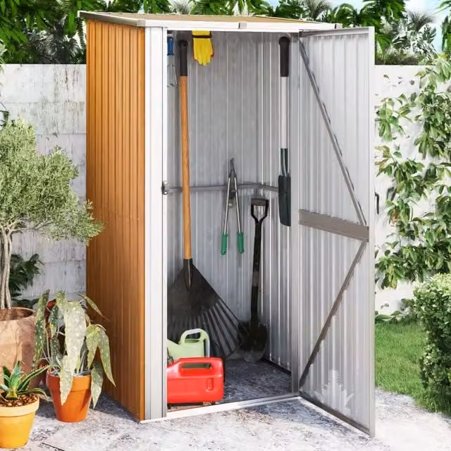 Casetta da giardino Videx in acciaio zincato marrone L: 118,5 cm, P: 97 cm, H: 209,5 cm – 1