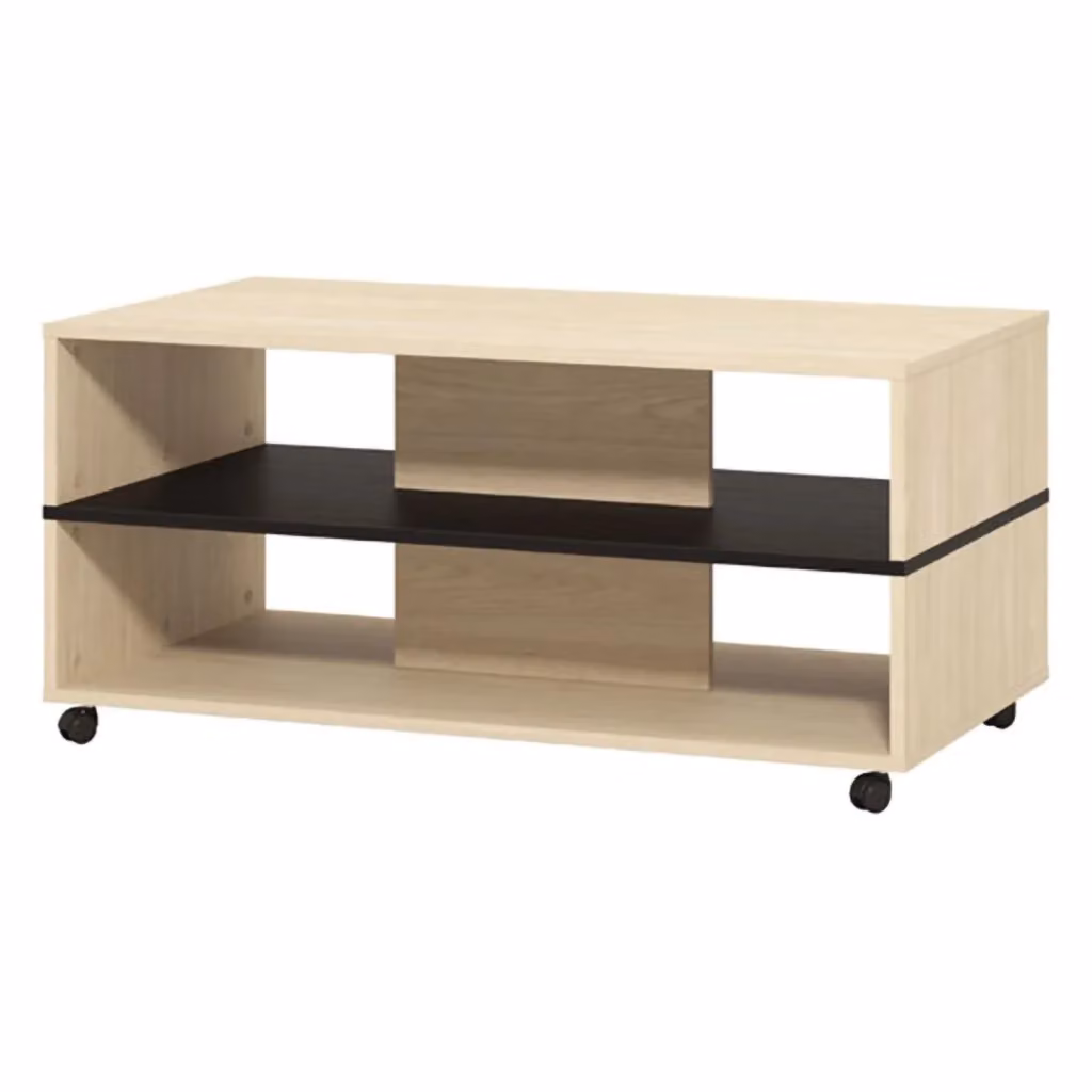 DMORA Tavolino da Salotto Moderno con Ruote in Rovere, L: 101 cm, P: 54,5 cm, H: 47,5 cm – 2