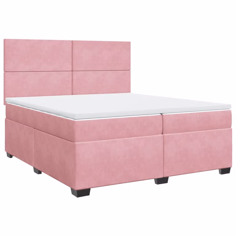 Giroletto a Molle con Materasso Rosa 200x200 cm in Velluto